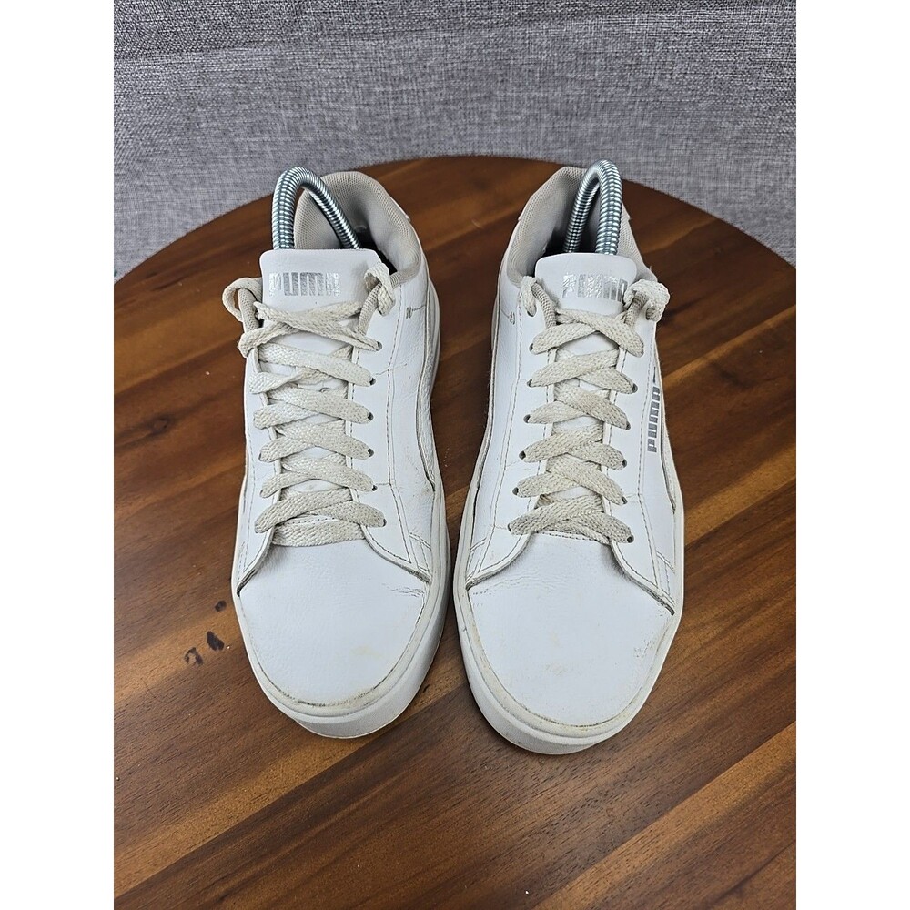 PUMA Smash Platform v3 White Silver Sneakers‎ Women’s US 7.5 EU 38 Casual Shoes - Picture 4 of 14